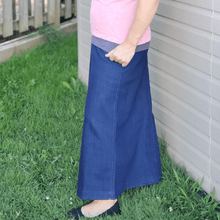 Load image into Gallery viewer, Denim A-line Maxi Skirt