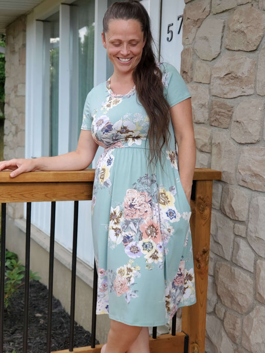 Mint Floral Dress