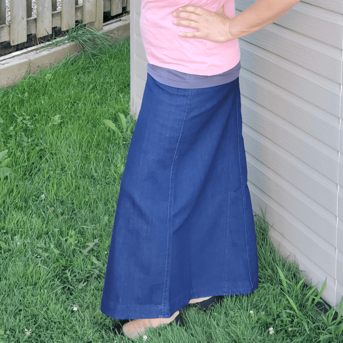 Denim A-line Maxi Skirt