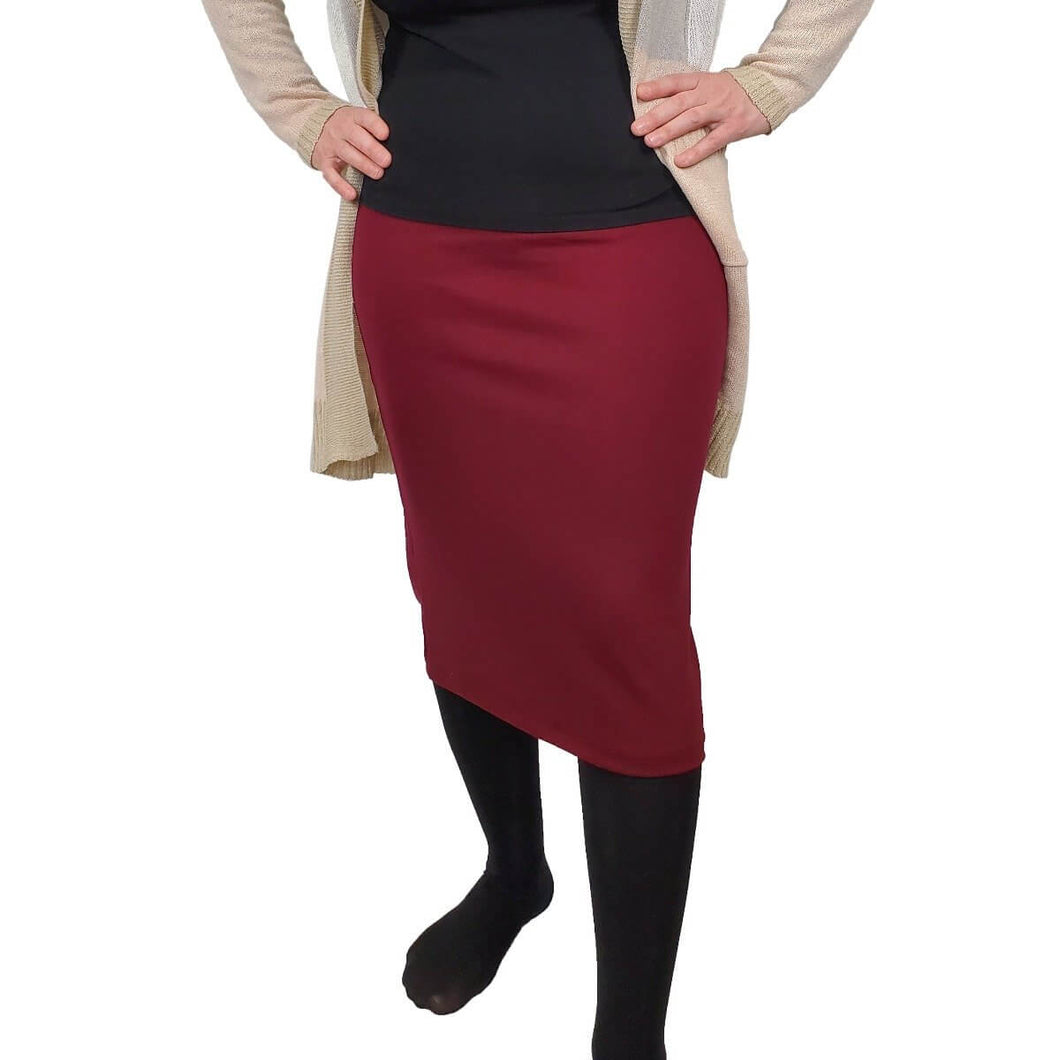 Burgundy Pencil Skirt - 27 Inch