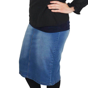 Classic Stretchy Denim Skirt - 27 Inch Light Wash