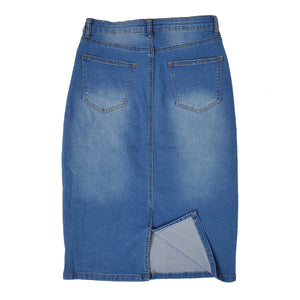 Classic Stretchy Denim Skirt - 27 Inch Light Wash